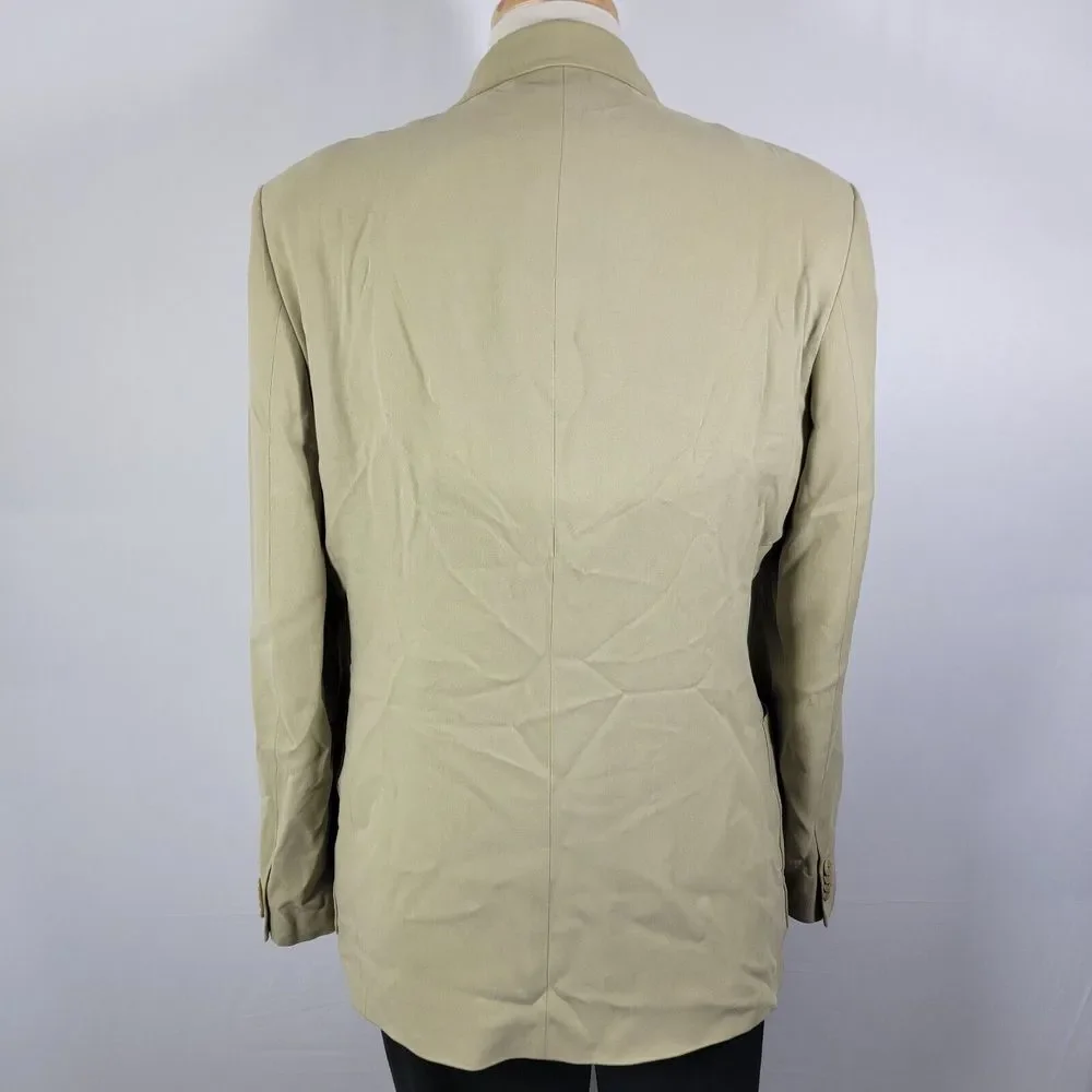 Nat Nast Men's Sport Coat Blazer Two Button Beige Twill 100%‎ Silk Size Medium